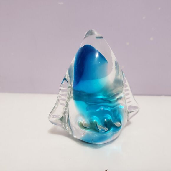 Penguin Art Glass Blue /Clear Figurine Paperweight Home Office Decor 3"×2.5" - Picture 4 of 10